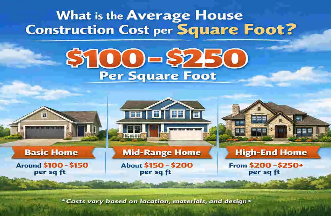average new home construction cost per square foot