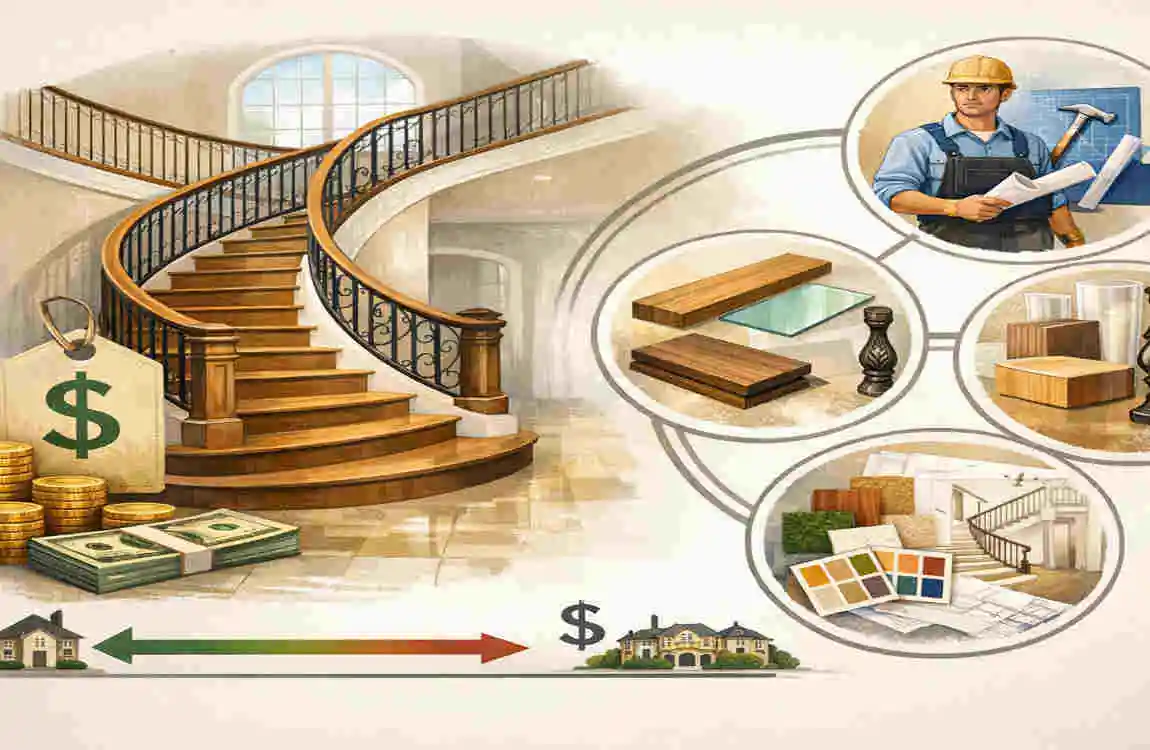 curved staircase plan cost luxury design
