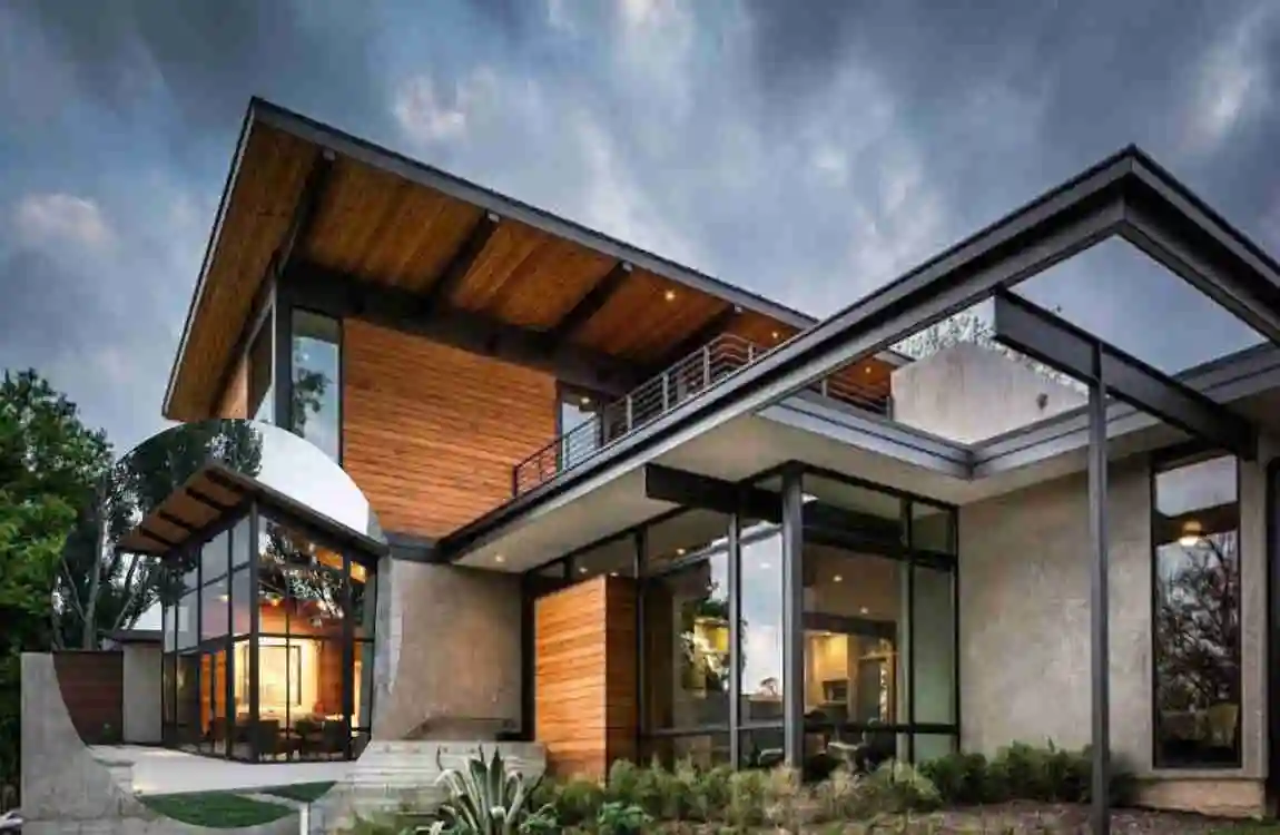 glass-and-steel modern mansion
