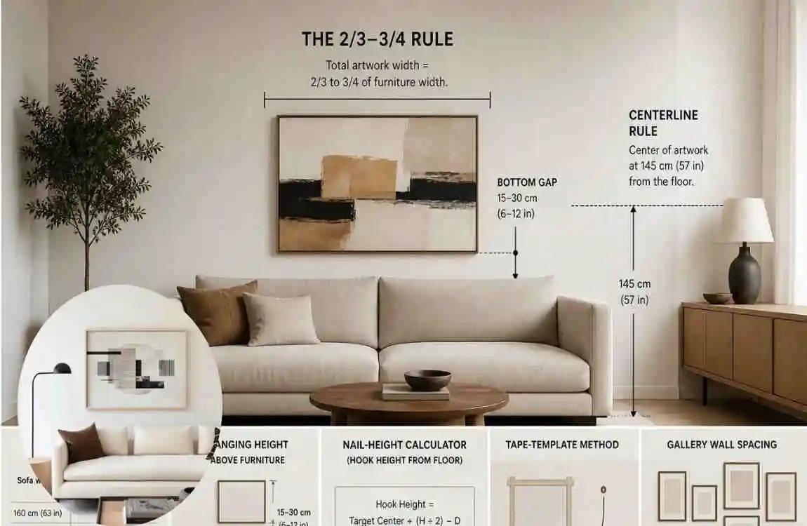how much space between furniture and artwork