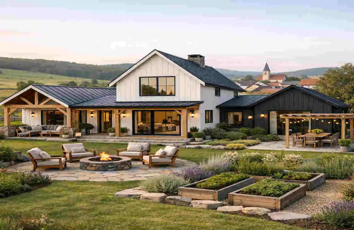modern farm house design in village