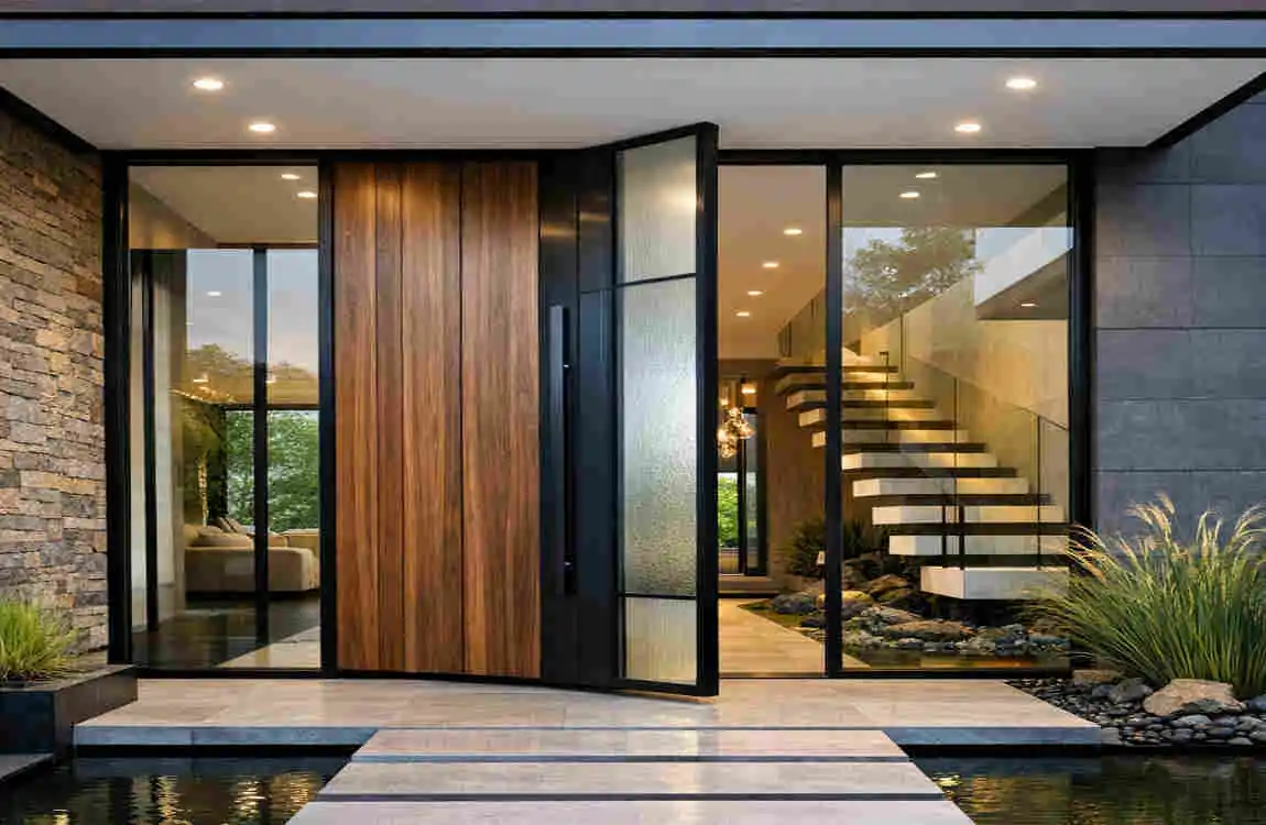 Modern House Main Door Design with Glass: