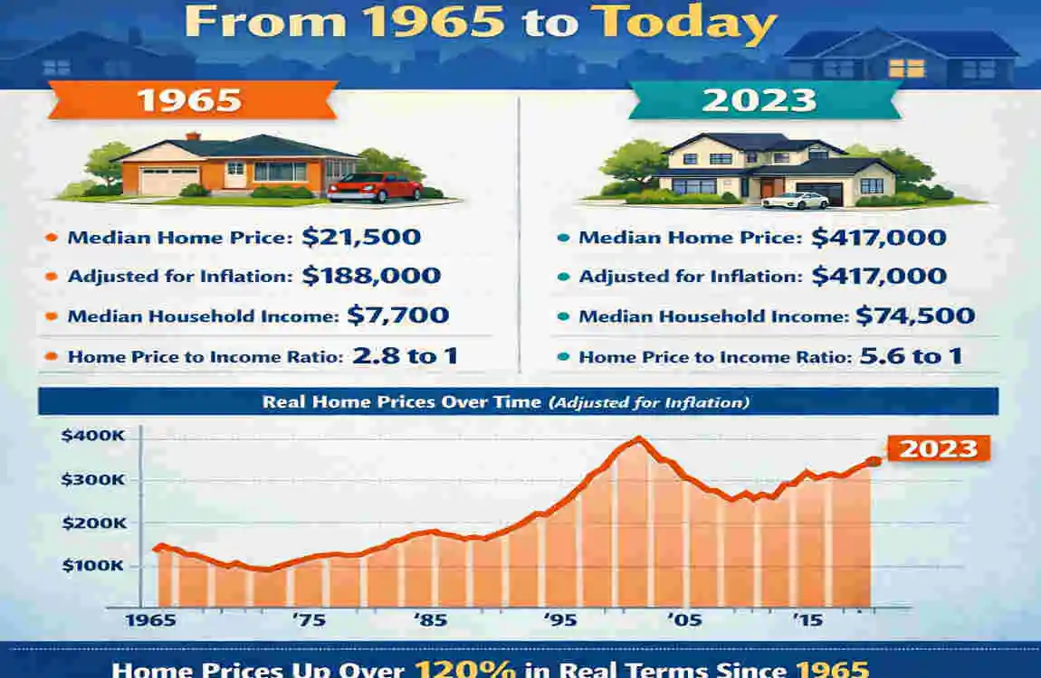 what was the average cost of a house in 1965