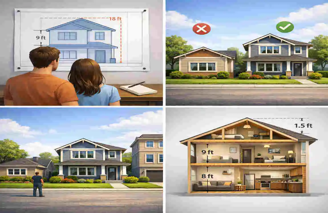 how high is a 2 storey house