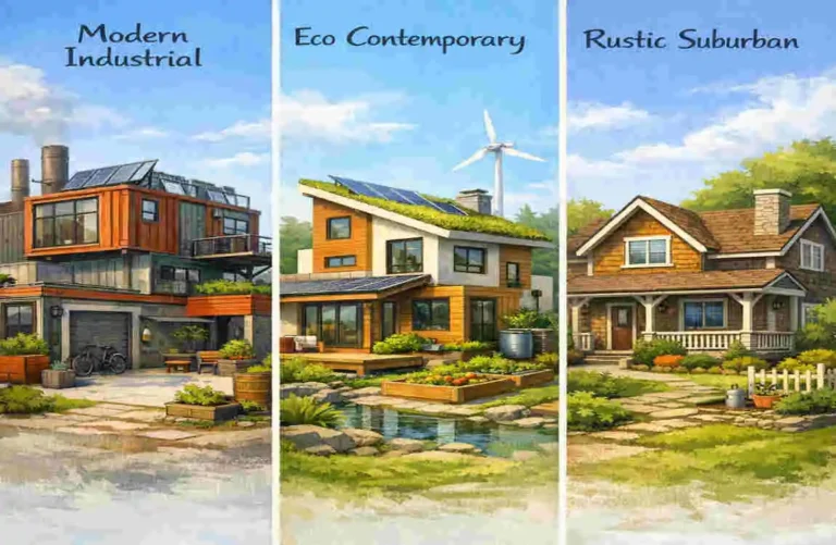 what style houses are in evergreen harbor