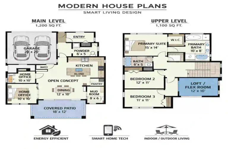 modern house plan design with dimensions